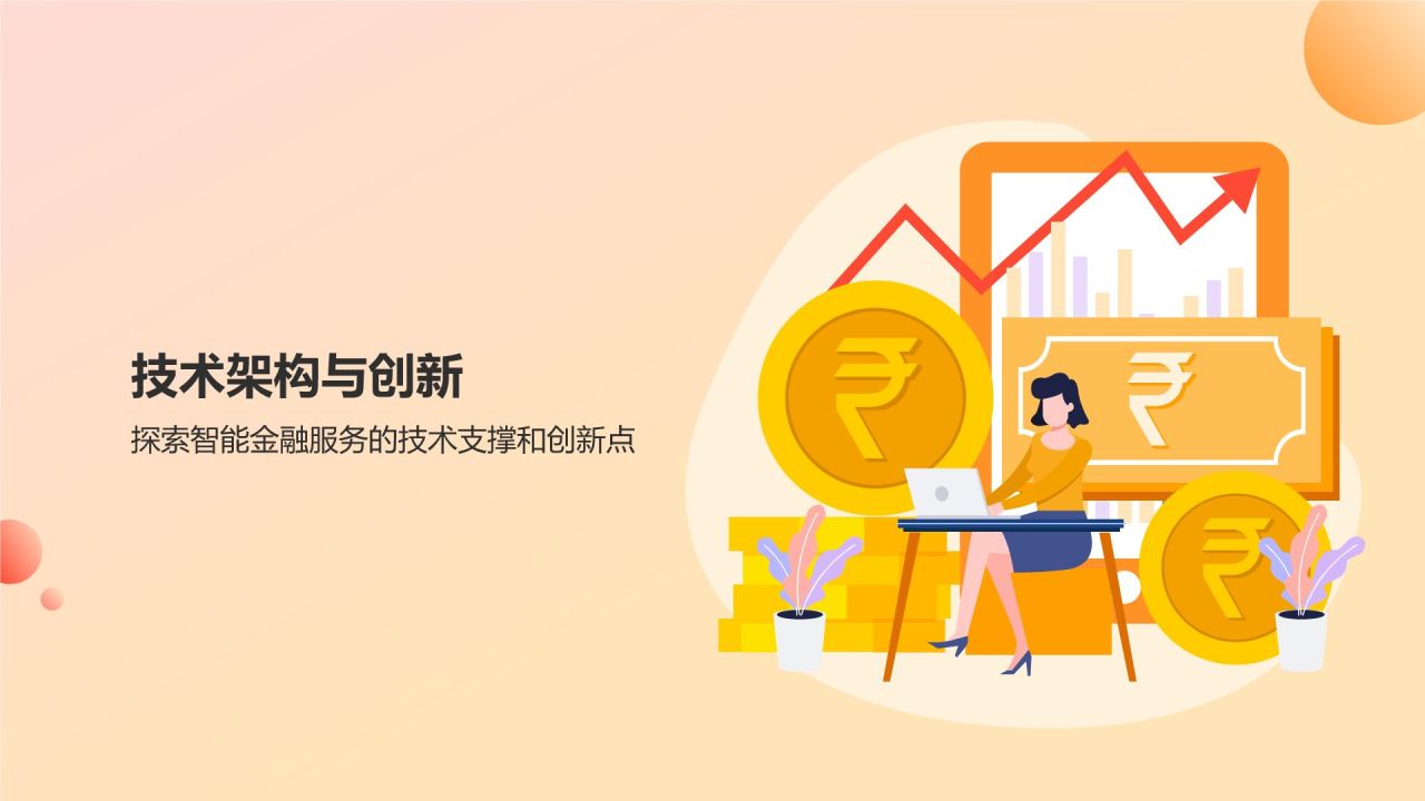 智繪未來 橙色插畫風智能金融服務產品介紹PPT模板